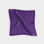 Purple White Medium Spot Silk Pocket Square