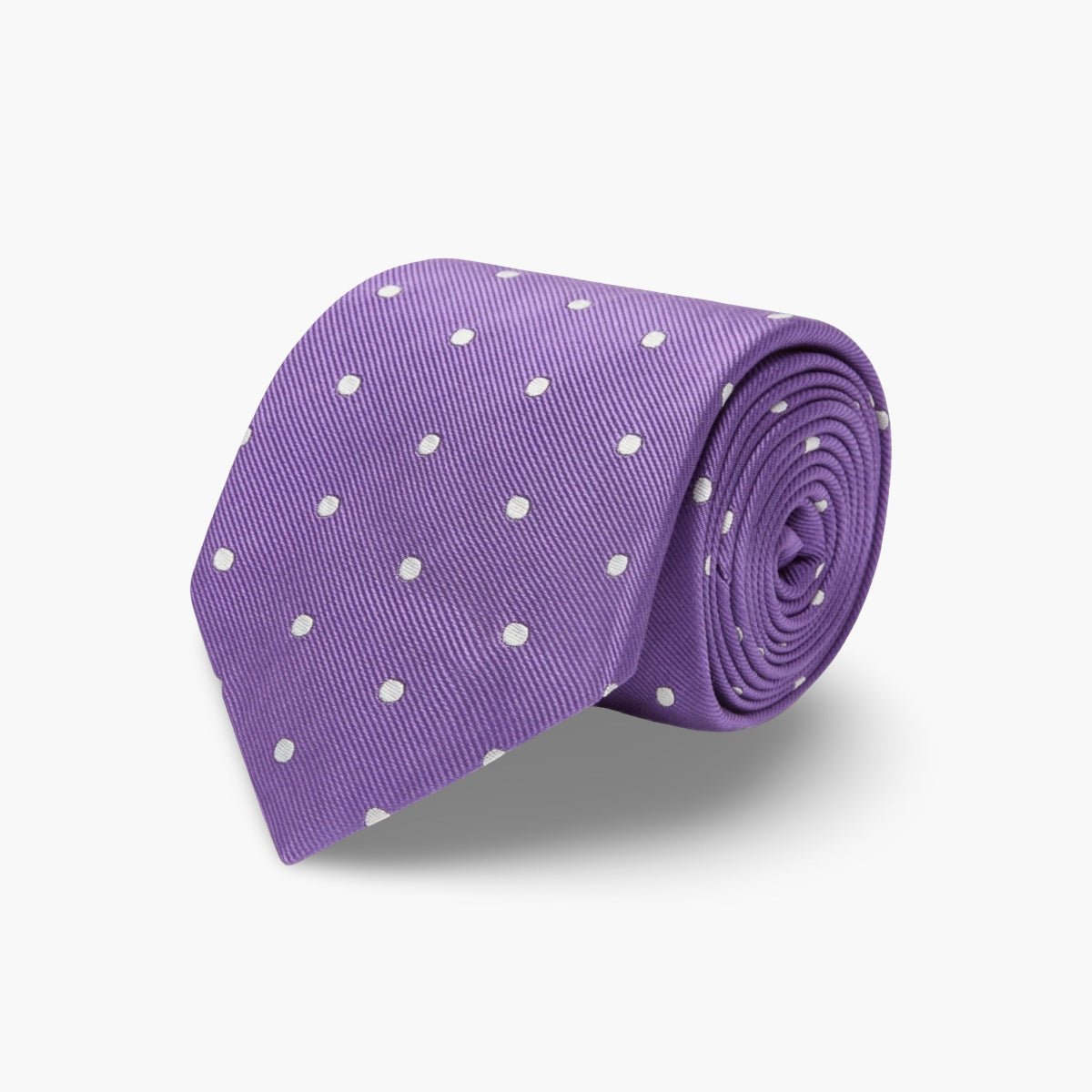 Purple White Medium Spot Woven Silk Tie