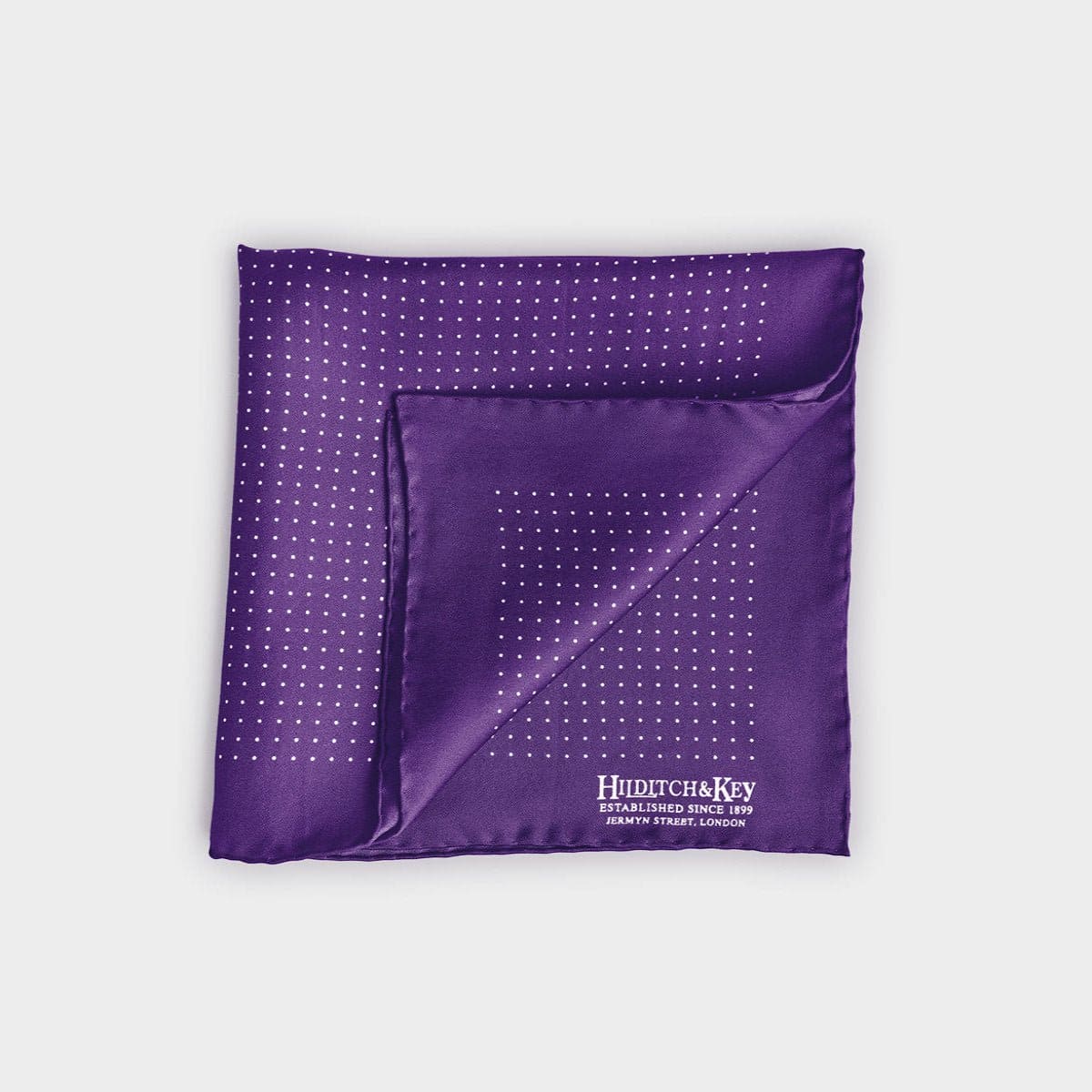 Purple White Small Spot Silk Pocket Square