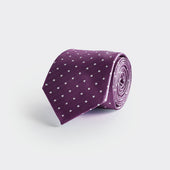 Purple & White Spot Herringbone Silk Tie