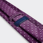 Purple White Spot Herringbone Silk Tie