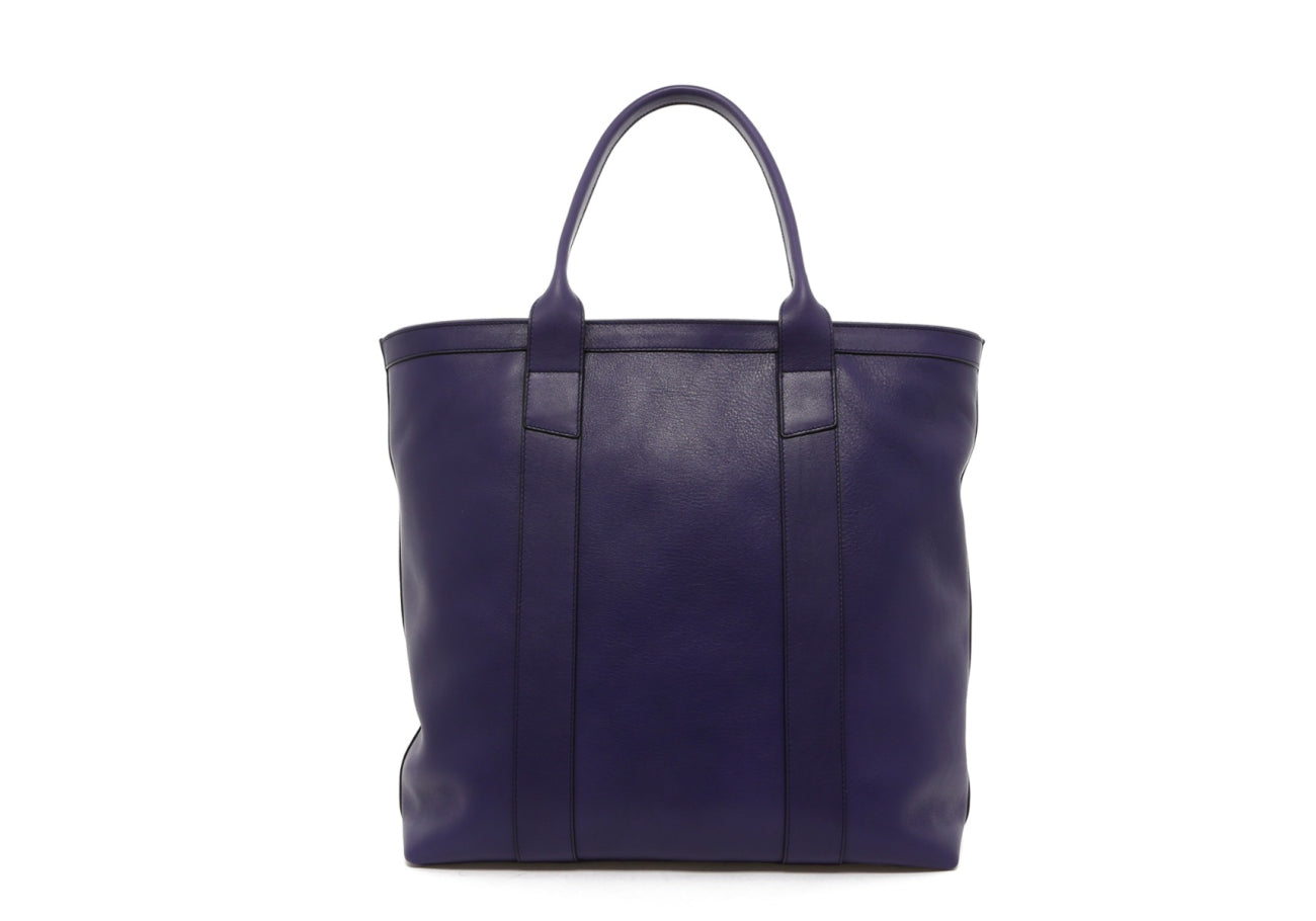 Tall Tote - Purple - Grey Interior - Zipper Top - Tumbled Leather