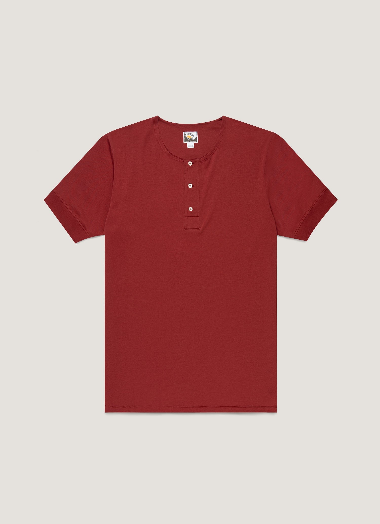 Men S Sunspel X Paul Weller Henley In Dark Cherry