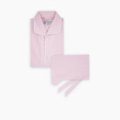 Pink Bengal Stripe Piped Cotton Pyjama Set