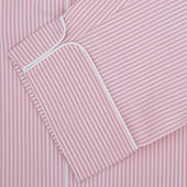 Pink Bengal Stripe Piped Cotton Pyjama Set