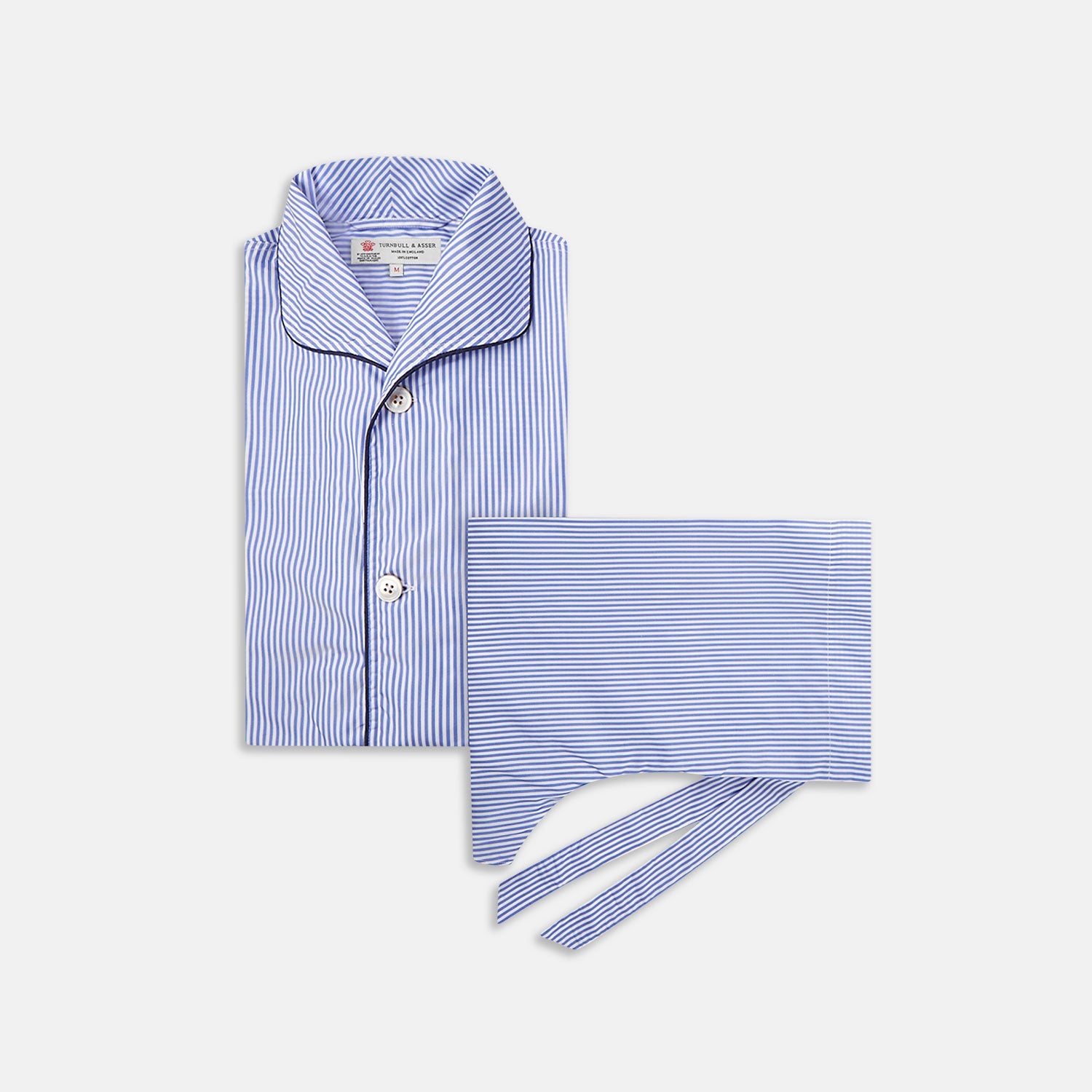 Bengal Stripe Piped Cotton Pyjama Set