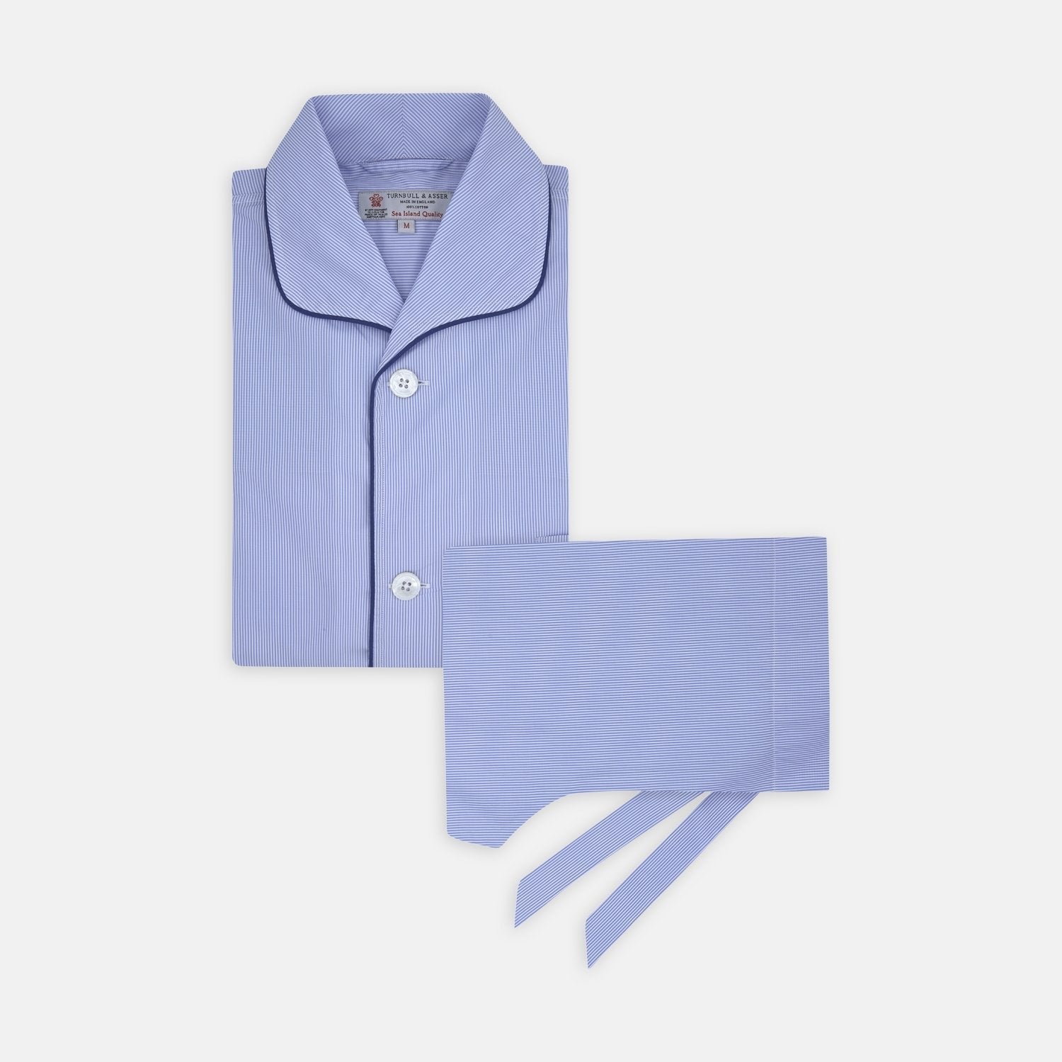 Fine Stripe Piped Sea Island Quality Cotton Pyjama Set
