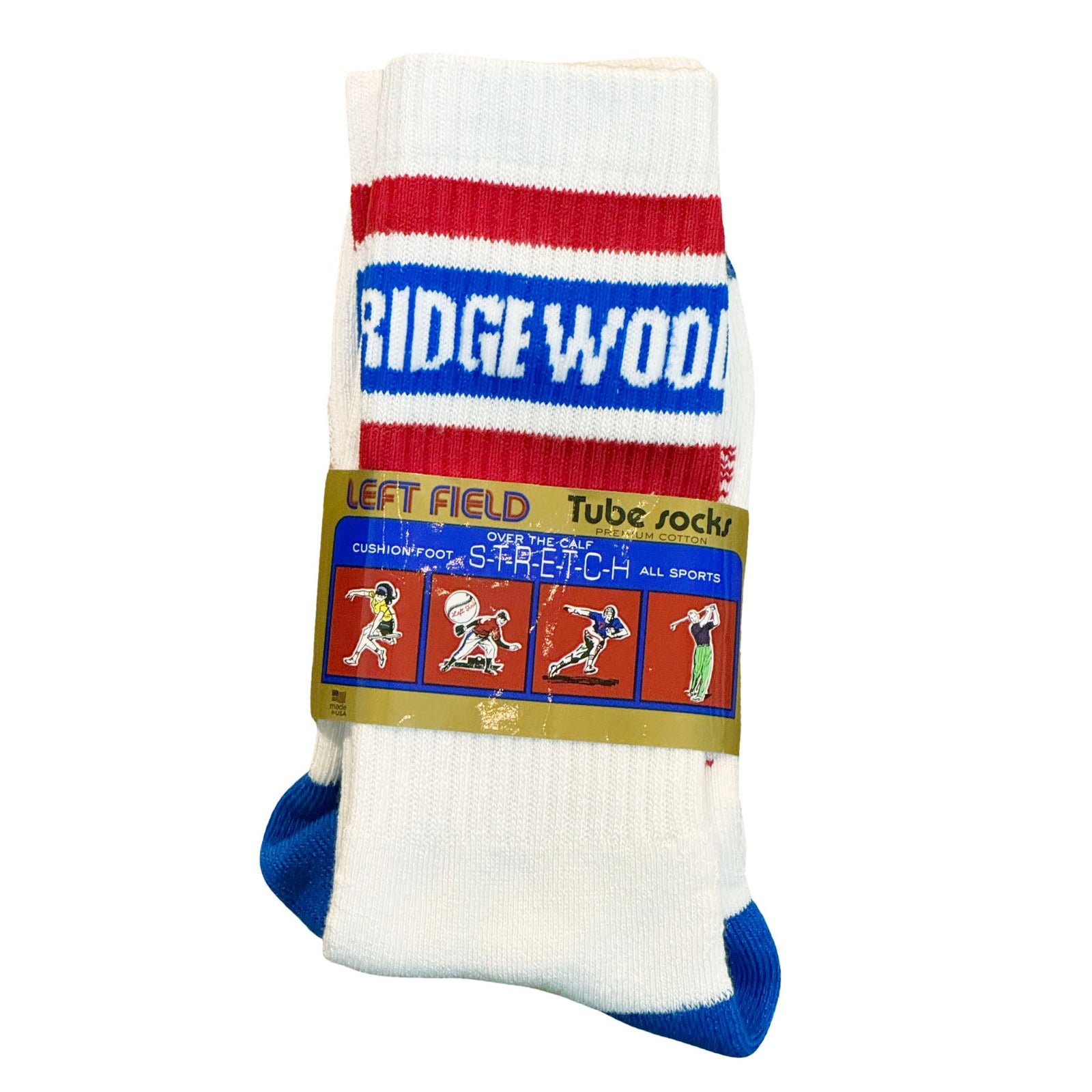Ridgewood Queens Red White Striped Bamboo Tube Socks