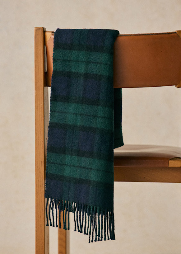 Alsek Scarf Navy Green Tartan
