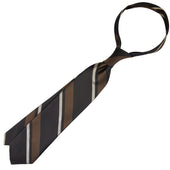 Japanese Repp Stripe Silk Tie Espresso Brown Beige