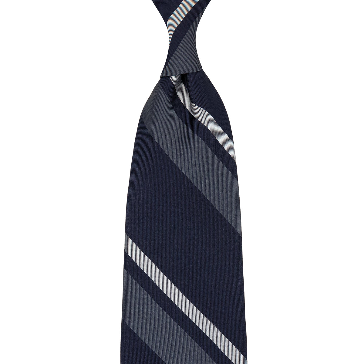 Japanese Repp Stripe Silk Tie Grey