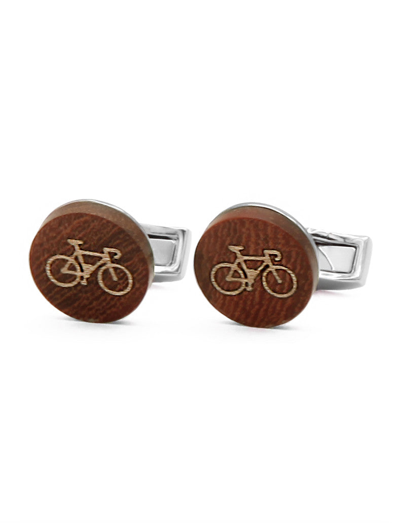 Racing Bike Wood Cufflinks