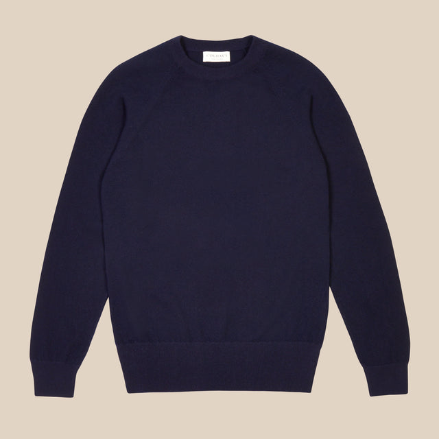 Cashmere cotton collegiate raglan sweatshirt in navy