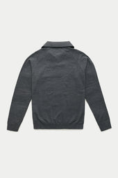 Platinum Wool Knitted Raglan Johnny Collar Polo Grey
