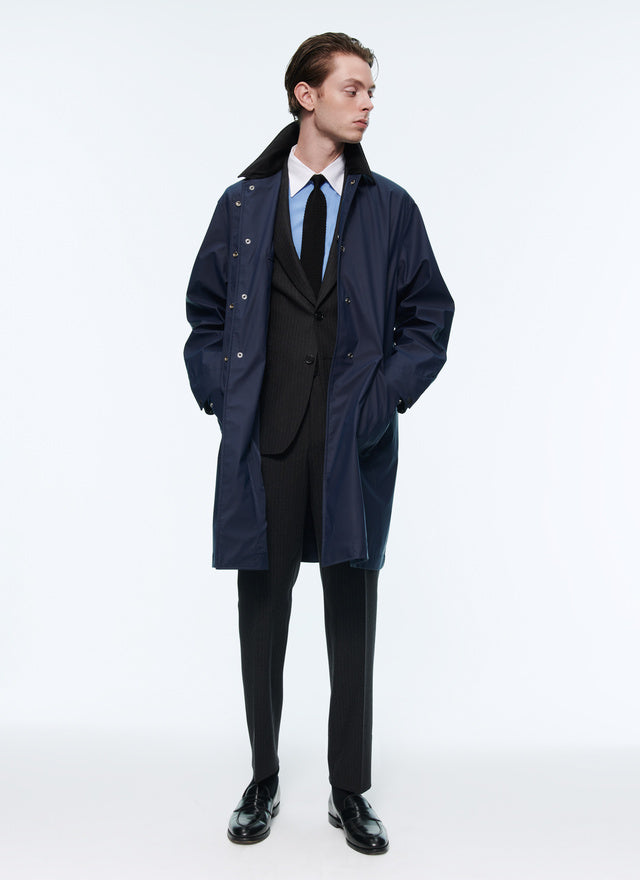 Navy blue raincoat
