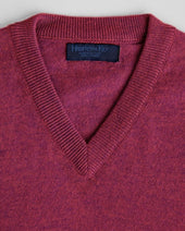Raspberry V Neck Cashmere Sweater