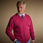 Raspberry V Neck Cashmere Sweater