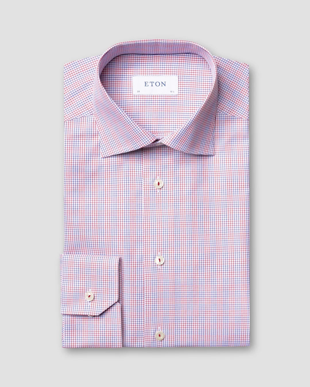 Red Blue Double Checked Twill Shirt Eton