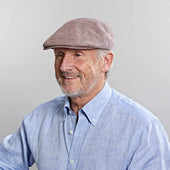 Red Basket Weave Cotton Linen Flat Cap