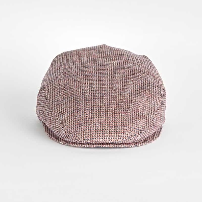 Red Basket Weave Cotton Linen Flat Cap