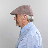 Red Basket Weave Cotton Linen Flat Cap