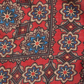 Red Blue Large Floral Silk Blend Pocket Square