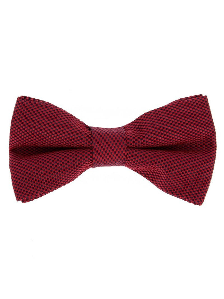 Red Bow Tie In Basket Weave Silk