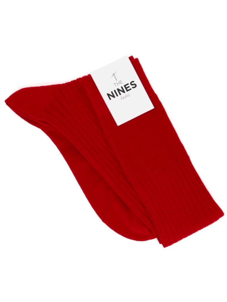 Red Cotton Lisle Knee Socks