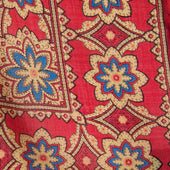 Red Cream Large Floral Silk Blend Pocket Square