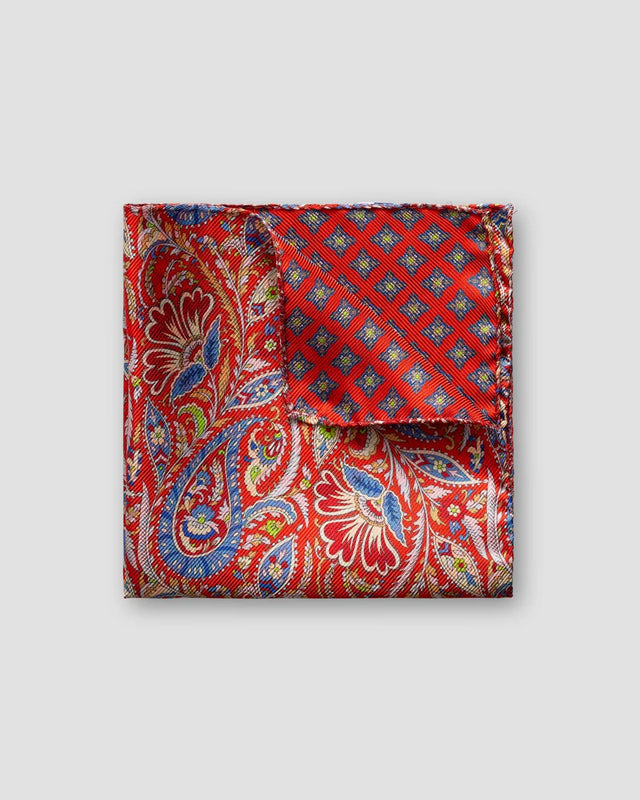 Red double print pocket square