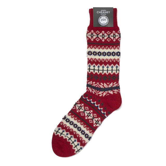 Red Festive Pattern Merino Wool Socks