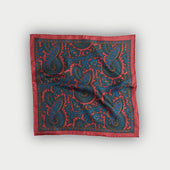 Red Floral Paisley Silk Pocket Square