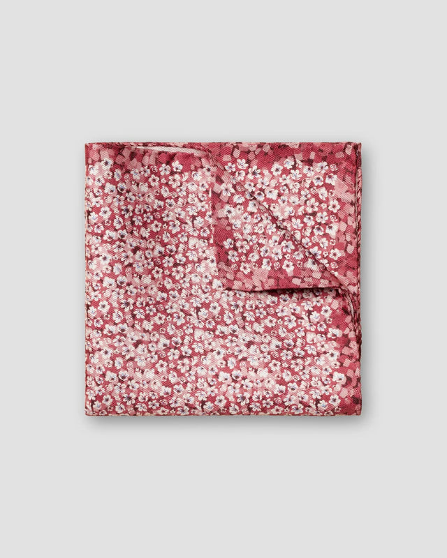 Red Floral Print Silk Pocket Square