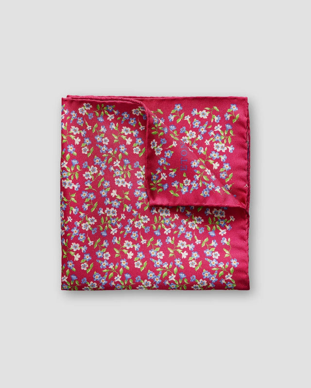Red flower silk pocket square