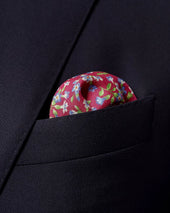 Red Flower Silk Pocket Square