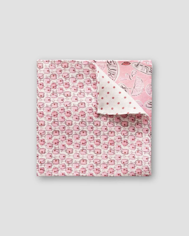 Pink Four Prints Linen Pocket Square
