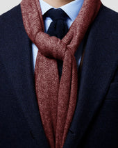 Red Herringbone Wool Scarf