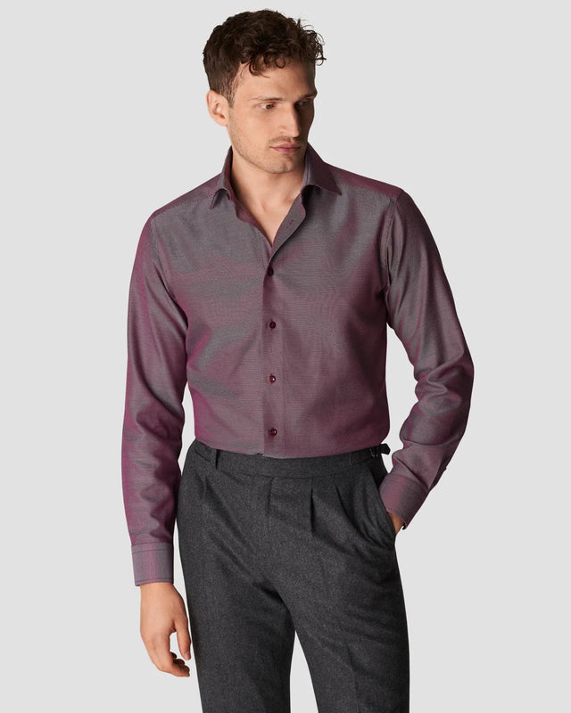 King-Twill-Hemd in Bordeaux - Eton