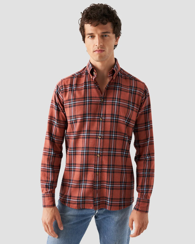 Rot kariertes Flanell-Hemd - Eton