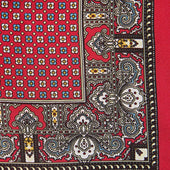 Red Miniature Floral Mosaic Silk Pocket Square