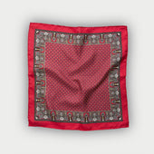 Red Miniature Floral Mosaic Silk Pocket Square