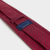 Red Navy Houndstooth Silk Tie