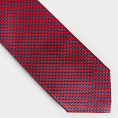 Red Navy Houndstooth Silk Tie