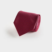 Red & Navy Houndstooth Silk Tie