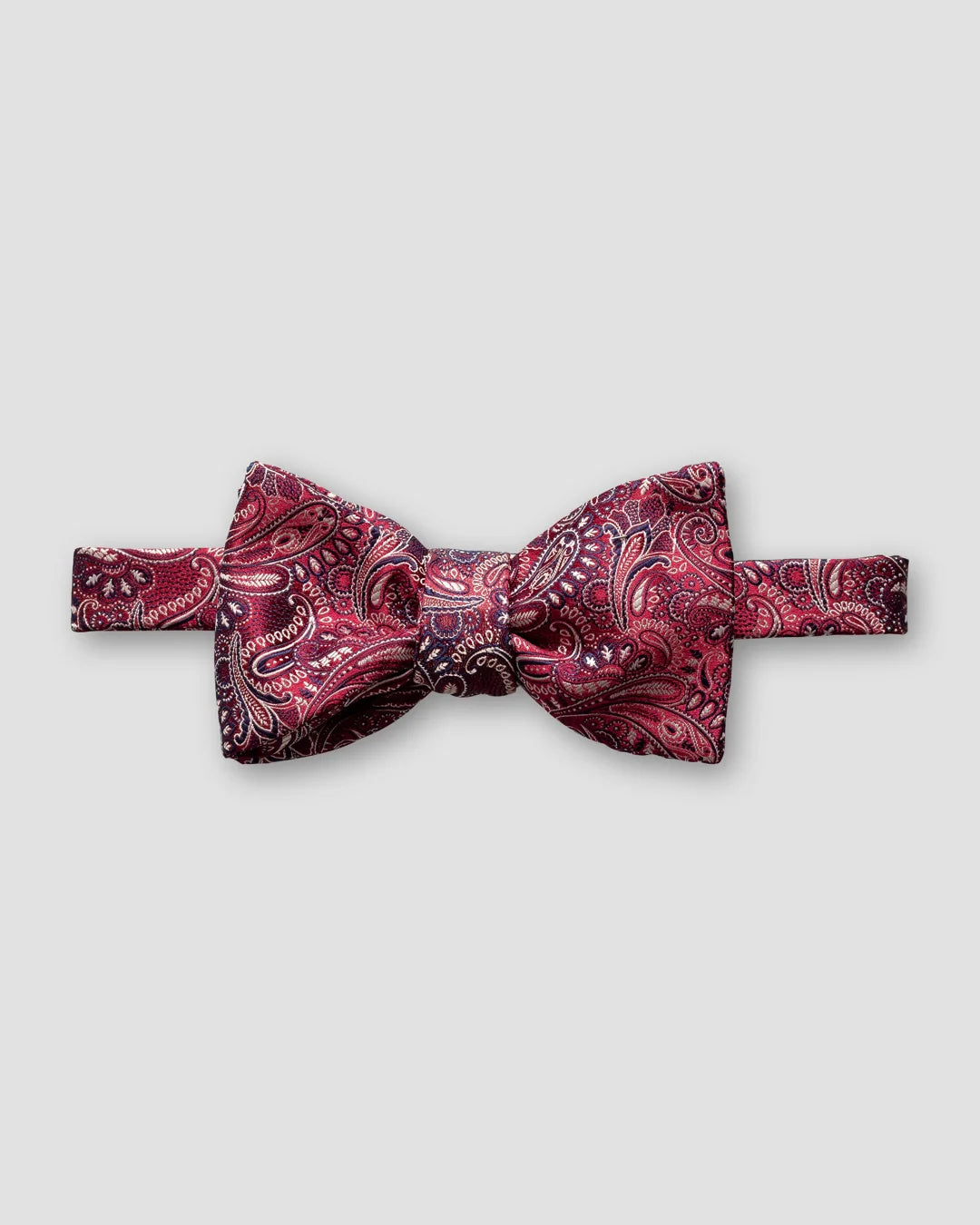 Red Dark Blue Paisley Bow Tie Self Tied