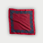 Red Paisley Bean Motif Silk Pocket Square
