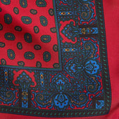 Red Paisley Bean Motif Silk Pocket Square
