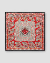 Red Paisley Cotton Silk Pocket Square