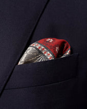 Red Paisley Cotton Silk Pocket Square