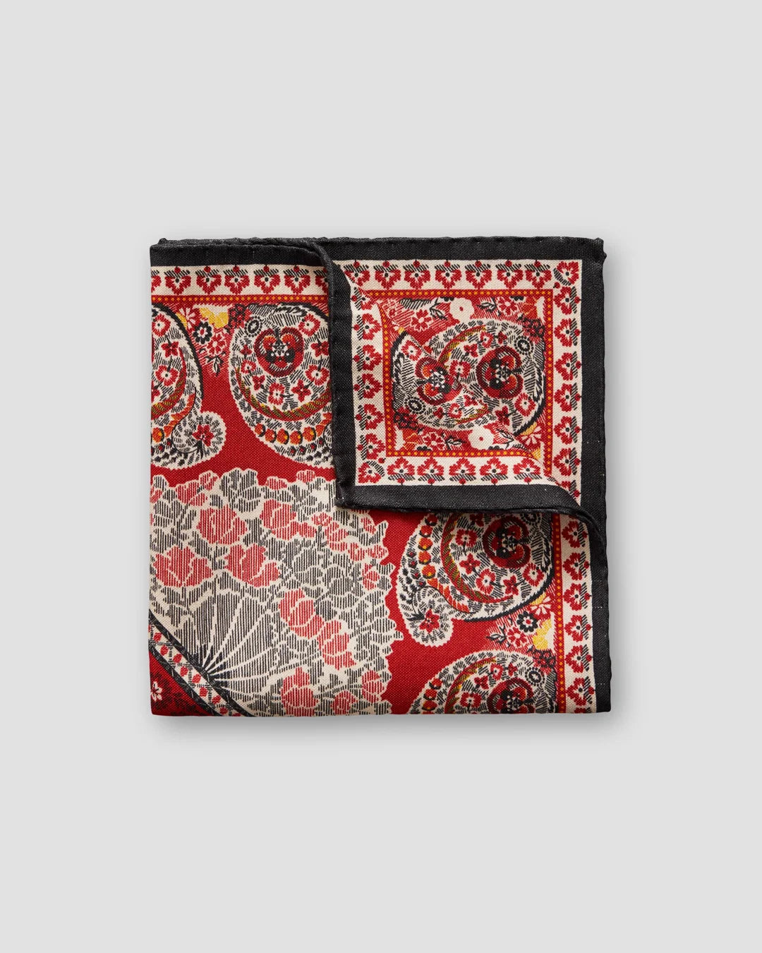 Red Paisley Cotton Silk Pocket Square